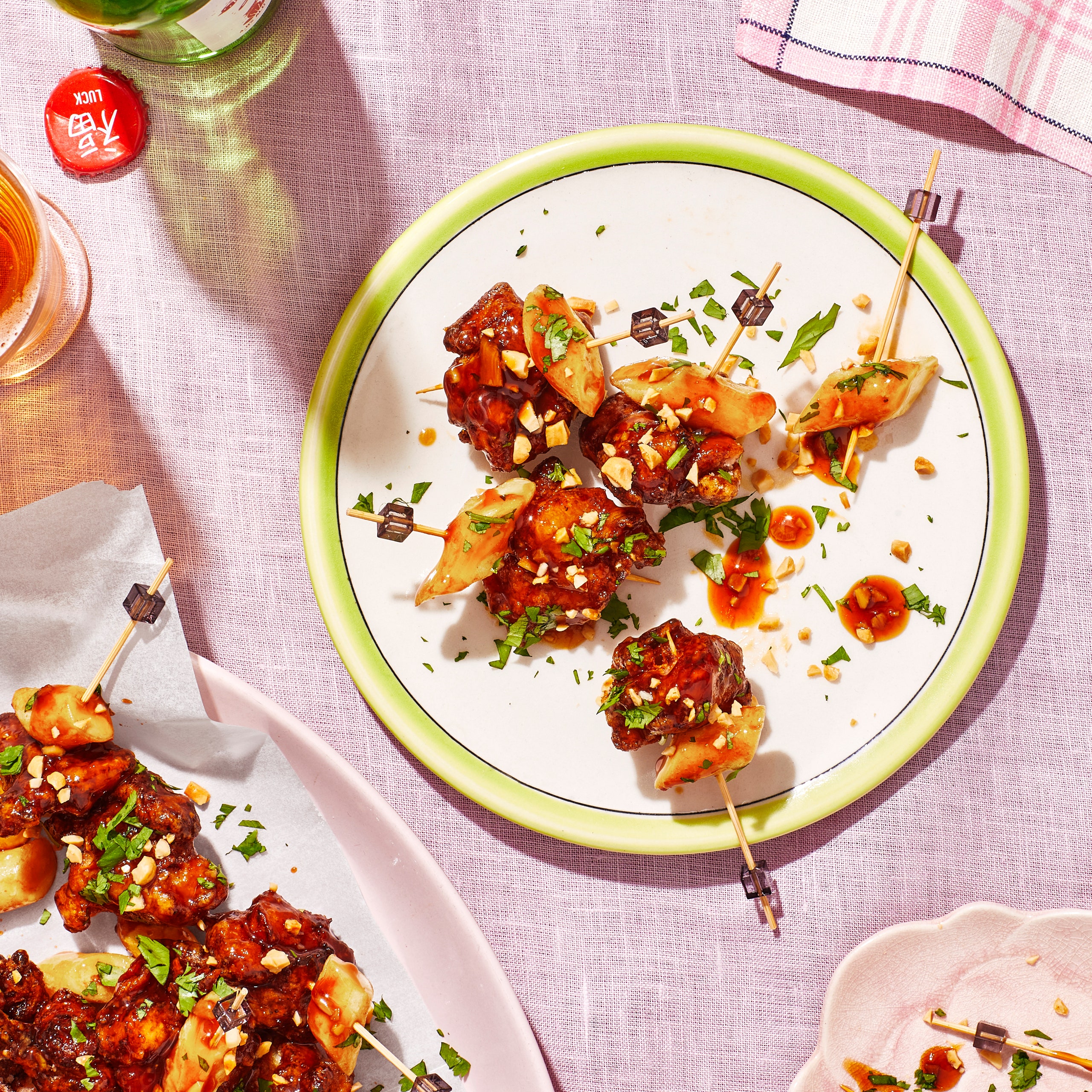 Soy-Garlic Popcorn Chicken and Rice Cakes