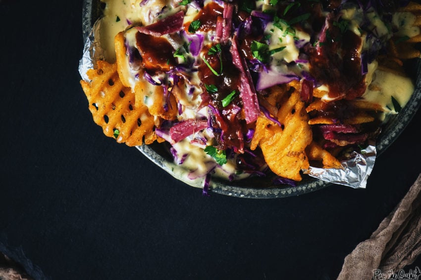 Corned Beef Nachos with Herbed Whiskey Fondue