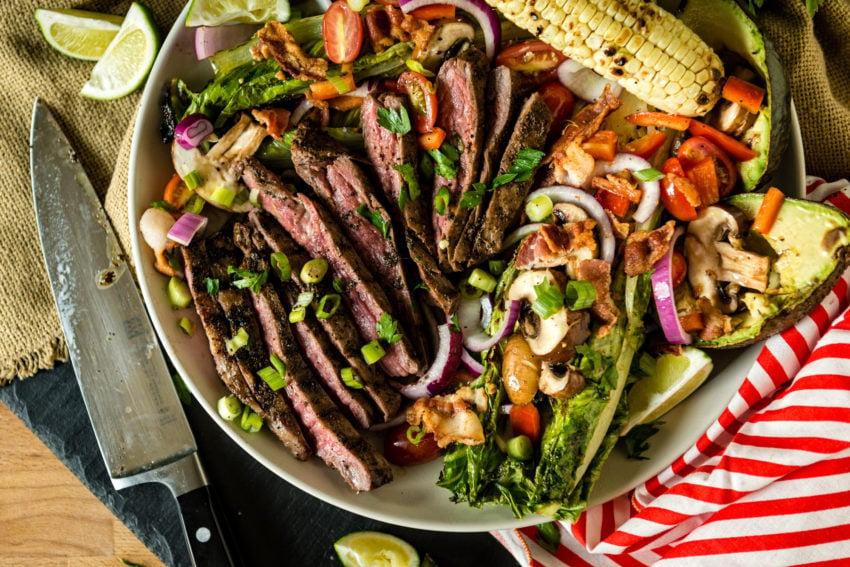 Grilled Coffee Crusted Flank Steak Salad