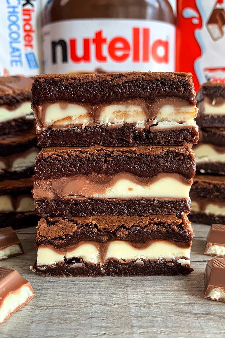 Kinder and Nutella Stuffed Brownies